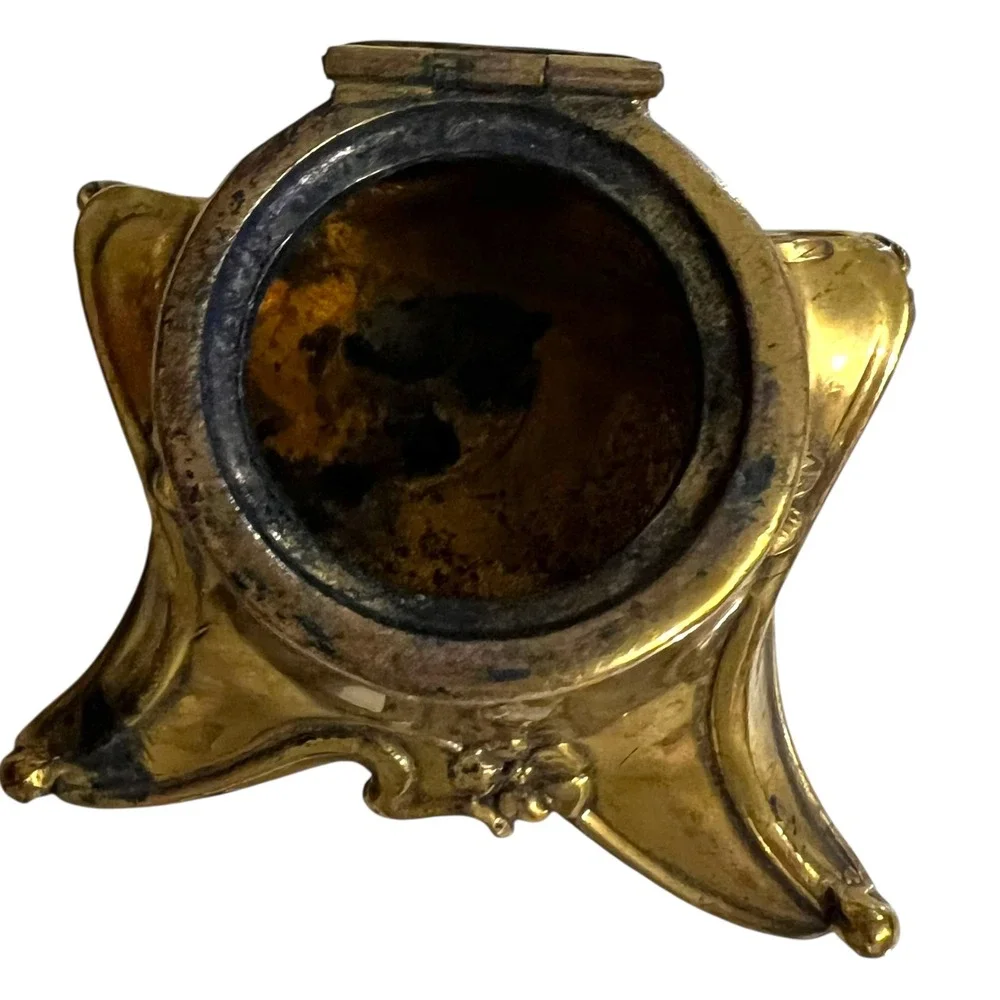 Vintage Brass Art Nouveau Floral Desk‎ Accessory Inkwell or Trinket Box